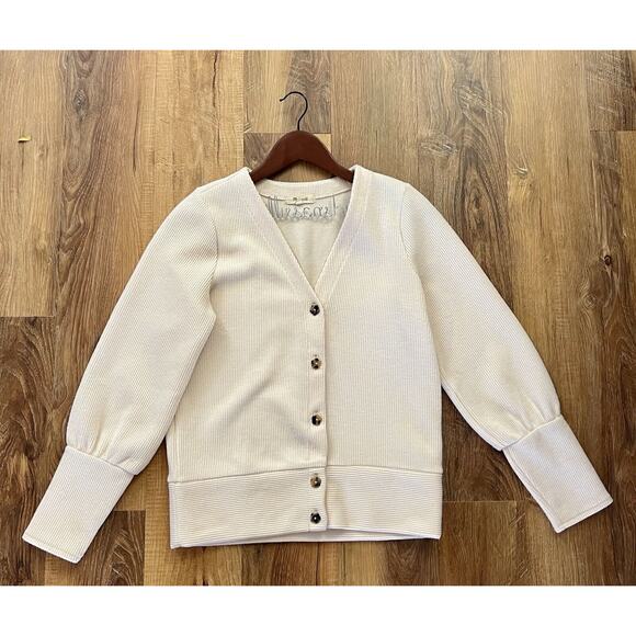 MADEWELL Ivory Flower Shaped Buttons Ottoman Rib Cardigan Size Small EUC‎ - Picture 6 of 13